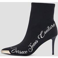 Versace Jeans Couture Fondo Scarlett Script Logo Heeled Boot - Black