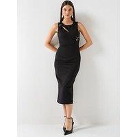 Versace Jeans Couture Buckles Basque Midi Dress - Black