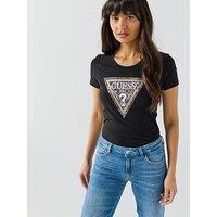 Guess Short Sleeve Triangle Python T-Shirt - Black