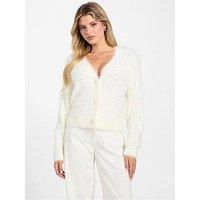 Guess Long Sleeve Kinako Fuzzy Cardigan - Cream