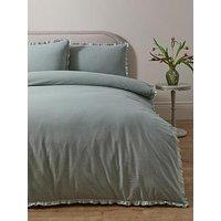 The Very Collection 100% Cotton Duvet Set With Stripe Ruffle Edge