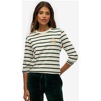 Superdry Country Club Long Sleeve Stripe Top - White