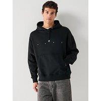 Hugo Doland Crossing Back Graphic Oversized Fit Hoodie - Black
