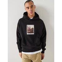 Hugo Deneb Polaroid Print Overhead Relaxed Fit Hoodie - Black
