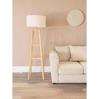 Valuelights Wakefield 2 Shelf Floor Lamp With With Linen Drum Shade With White Trim