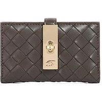 Dune London Kassia Turn Lock Leather Woven Purse - Dark Brown