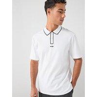 Hugo Dalumo Outline Placket Regular Fit Polo Shirt - White