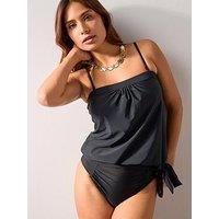 The Very Collection Mix & Match Blouson Tankini Top Sun Safe - Black