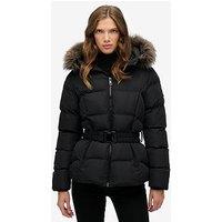 Superdry Fuji Belted Puffer Coat - Black