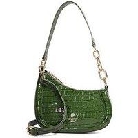 Dune London Direction Asymmetric Chain Detail Leather Shoulder Bag - Green