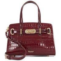 Dune London Dinkydefine Leather Croc Tote Bag - Burgundy