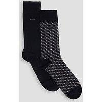 Boss Bodywear 2 Pack Mini Pattern Cotton Crew Socks - Black