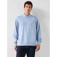 Hugo Dimolox Large Logo Snap Button Rugby Polo Shirt - Blue