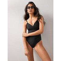 The Very Collection Shape Enhancing Twist Swimsuit Sun Safe Upf 50+ - Black