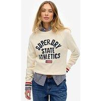 Superdry Slouchy Intarsia Graphic Knit Jumper - White