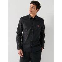Hugo Emero Gradient Badge Logo Poplin Shirt - Black