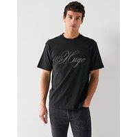 Hugo Dalent Script Logo Relaxed Fit T-Shirt - Black