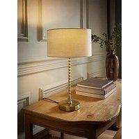 Valuelights Maeve Brushed Gold Bobble Table Lampwith Natural Fabric Shade