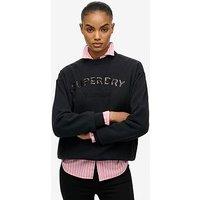 Superdry Premium Design Loose Crew Sweater - Black