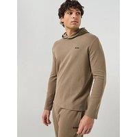 Boss Loungewear Waffle Overhead Hoodie - Brown