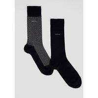 Boss Bodywear Micro Dot 2 Pack Cotton Crew Socks - Black