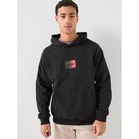 Hugo Danohood Gradient Badge Logo Overhead Hoodie - Black