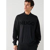 Hugo Dimolox Long Sleeve Rugby Polo Shirt - Black