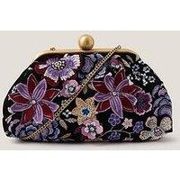 Monsoon Maisy Floral Bead Clutch - Black