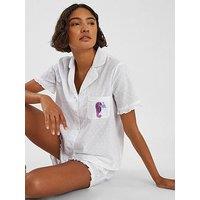 Accessorize Seahorse Print Short Pyjamas Set - White