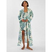 Accessorize Palm Print Dressing Gown - White