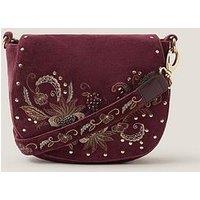 Monsoon Lily Floral Embroidered Crossbody Bag - Burgundy