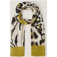 Monsoon Kat Animal Print Scarf - Olive