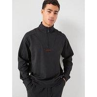 Hugo Bodywear Atlas Small Logo Loungewear Half Zip Sweater - Black