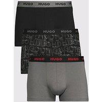 Hugo Bodywear Triplet 3 Pack Printed Trunks - Black