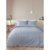 Catherine Lansfield Brushed Cotton Stripe Duvet Set - Blue