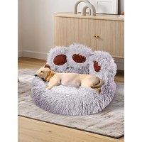 Living And Home Creative And Cute Bear Paw Shape Soft Plush Pet Bed In Grey,50Cm Dia