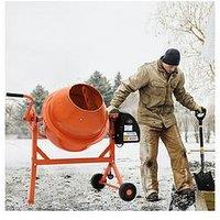Living And Home 63 L Orange Electric Portable Cement Concrete Mixer With Wheels
