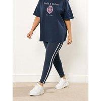Yours Curve Side Stripe Legging - Blue