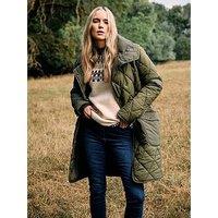 Long Tall Sally Quilted Funnel Neck Coat - Green
