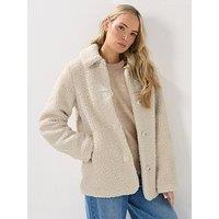 Long Tall Sally Borg Button Through Jacket - Ivory