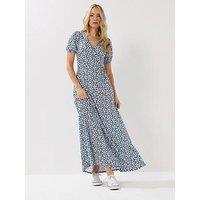 Long Tall Sally Ditsy Wrap Maxi Dress - Blue