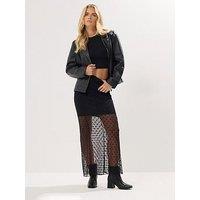 Pixiegirl Petite Spot Mesh Maxi Skirt - Black