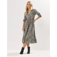 Pixiegirl Petite Animal Collar Short Sleeve Midi Dress