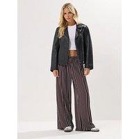 Pixiegirl Petite Stripe Crepe Wide Leg Trouser - Red