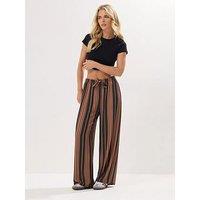 Pixiegirl Petite Stripe Crepe Wide Leg Trouser - Orange