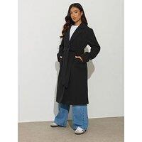Pixiegirl Petite Wrap Belted Coat - Black
