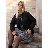 Yours Curve Satin Bow Cardigan - Black