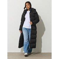 Pixiegirl Petite Hooded Maxi Padded Coat - Black