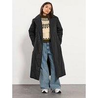 Pixiegirl Petite Longline Duvet Belted Coat - Black