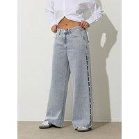 Pixiegirl Petite Pearl Side Jean Wide Leg Jean - Blue